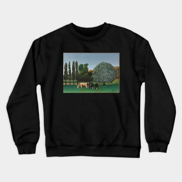 Henri Rousseau - The Banks of the Oise Crewneck Sweatshirt by SybaDesign